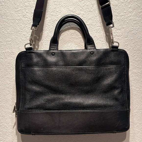 JACK SPADE Pebbled Leather Slim Brief Laptop Bag Work Travel Briefcase - Picture 13 of 14